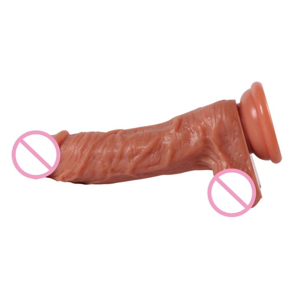 Bendable Realsitic Male Penis Female G-spot Anal Massager with Suction Cup 