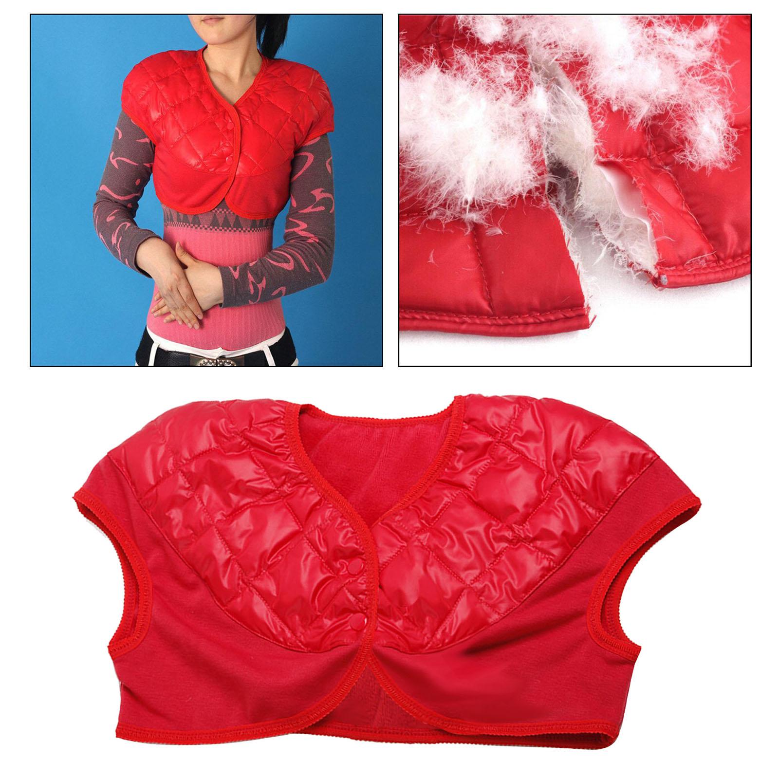 Women Down Jacket Warm Shoulder Warmer Thermal Wrap Protector Red XXL