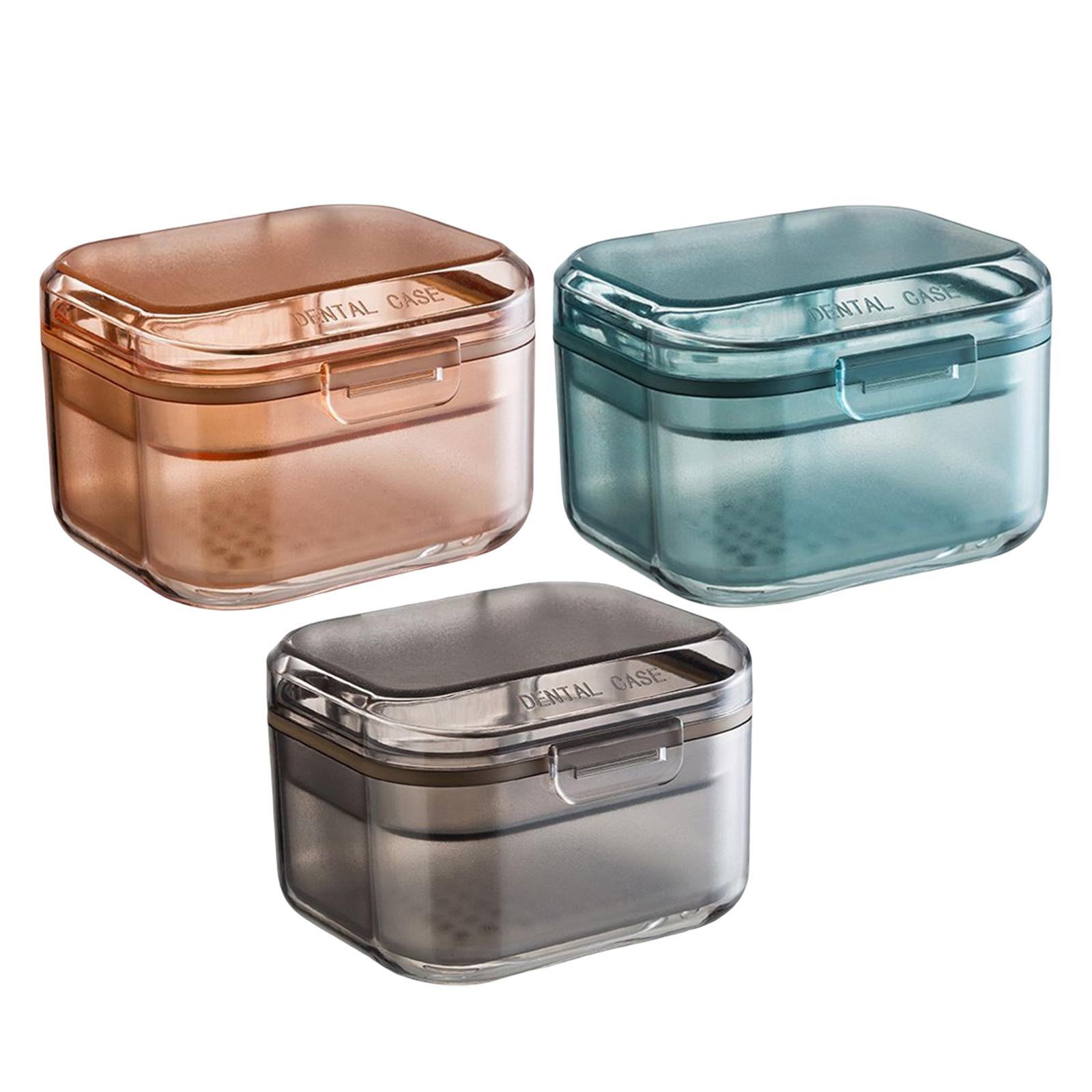 5xTportable Denture Case Container Waterproof Drain Organizer Holder Soaking Black 