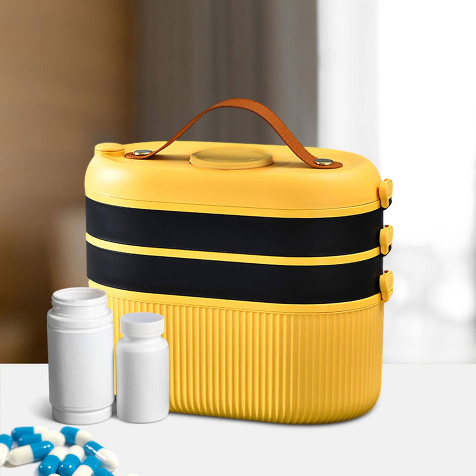 Medical Box Container Bin Multi Layer for Cosmetic Sewing Outdoor Activities yellow