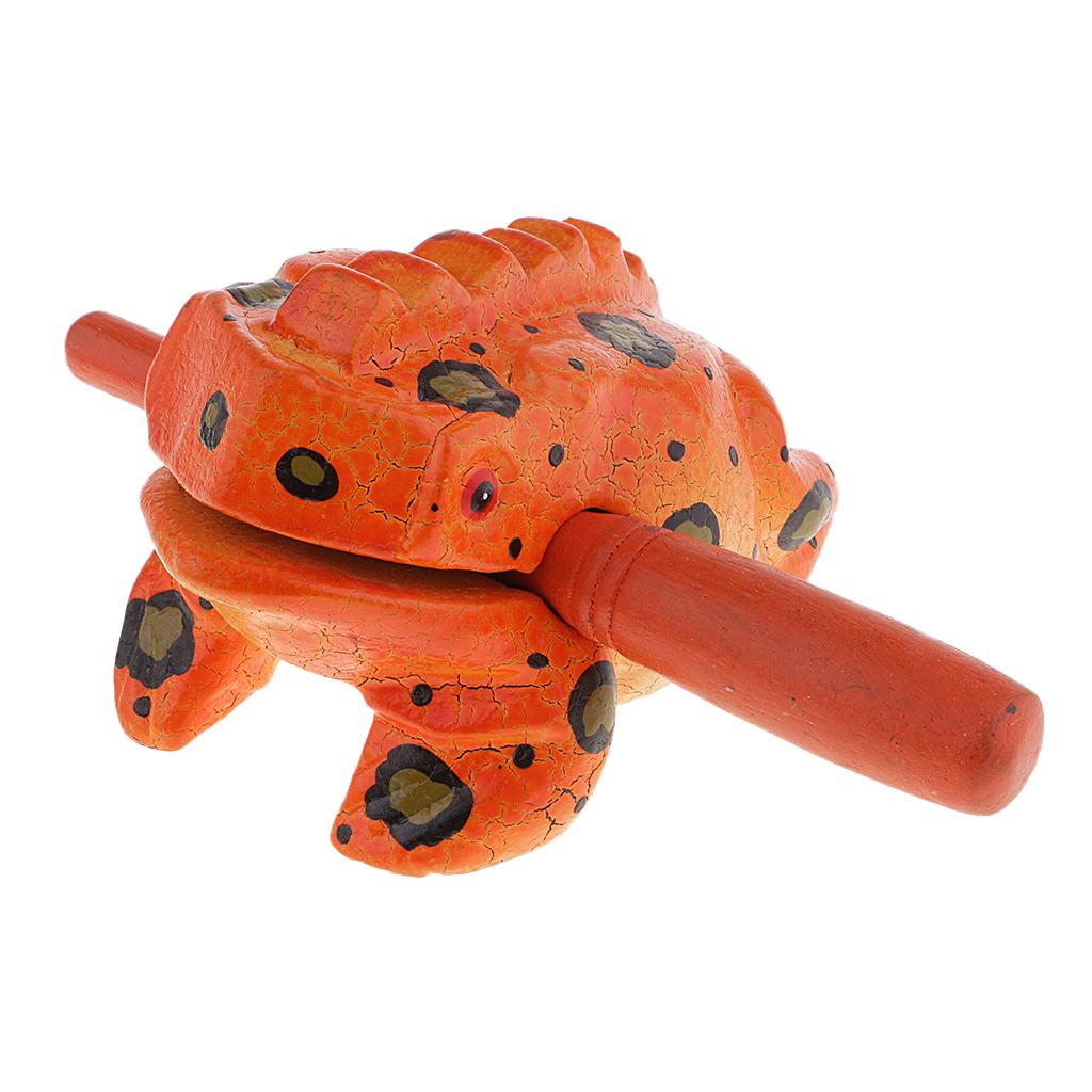 Wooden Frog Musical Instrument Thailand Traditional Craft Lucky Frog Orange