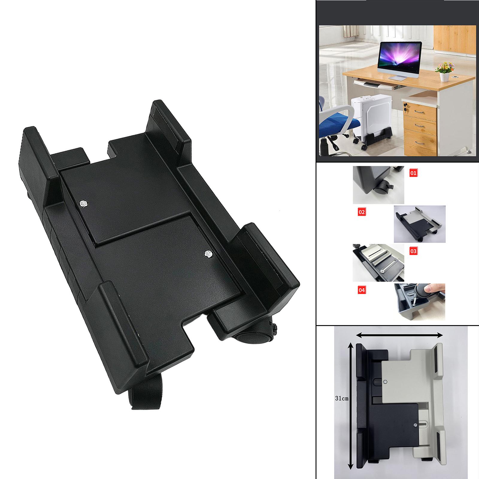 CPU Holder Mobile Computer Tower Stand Easy Movement Black