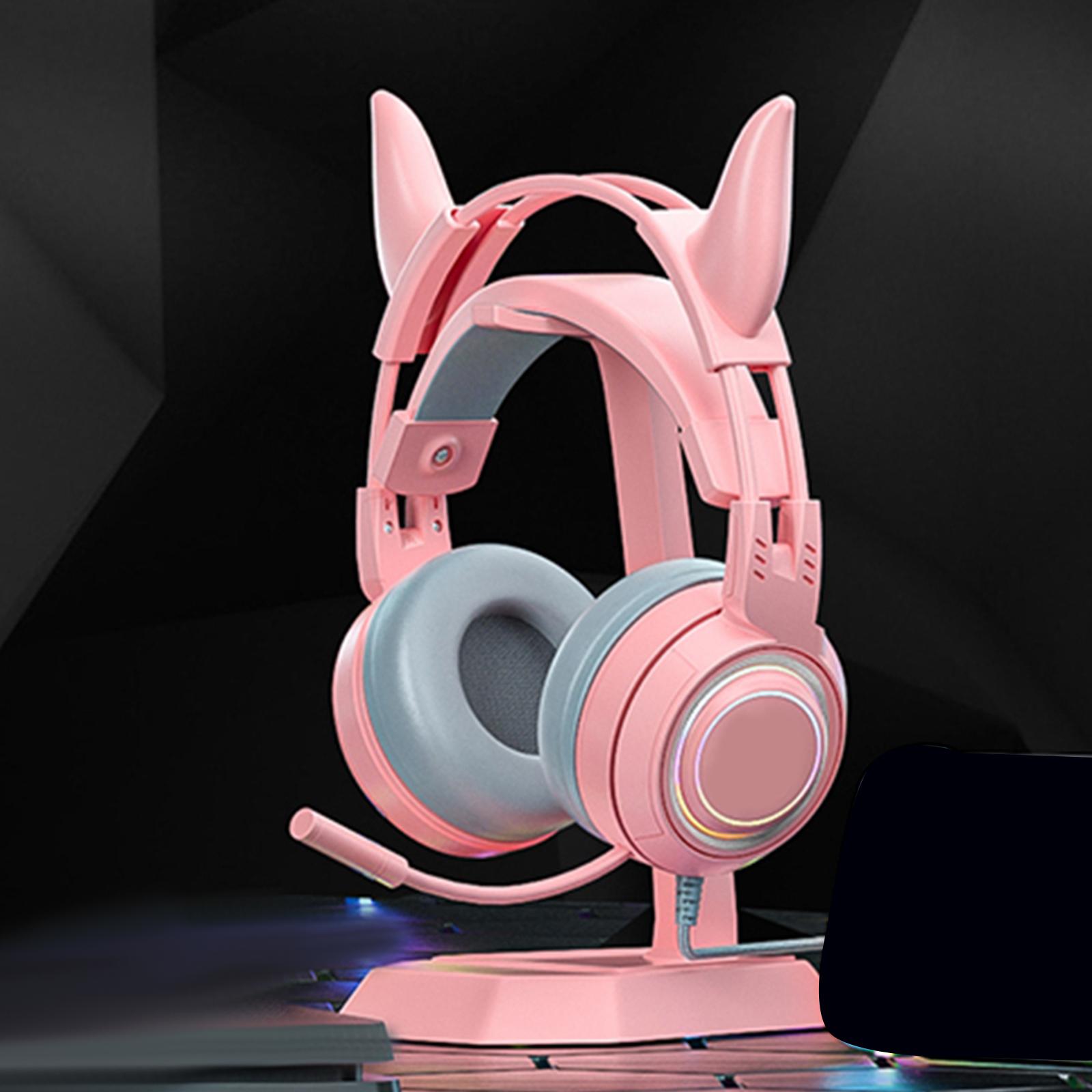 Gaming Headset with Microphone Comfortable 3.5mm Durable Laptop Pink