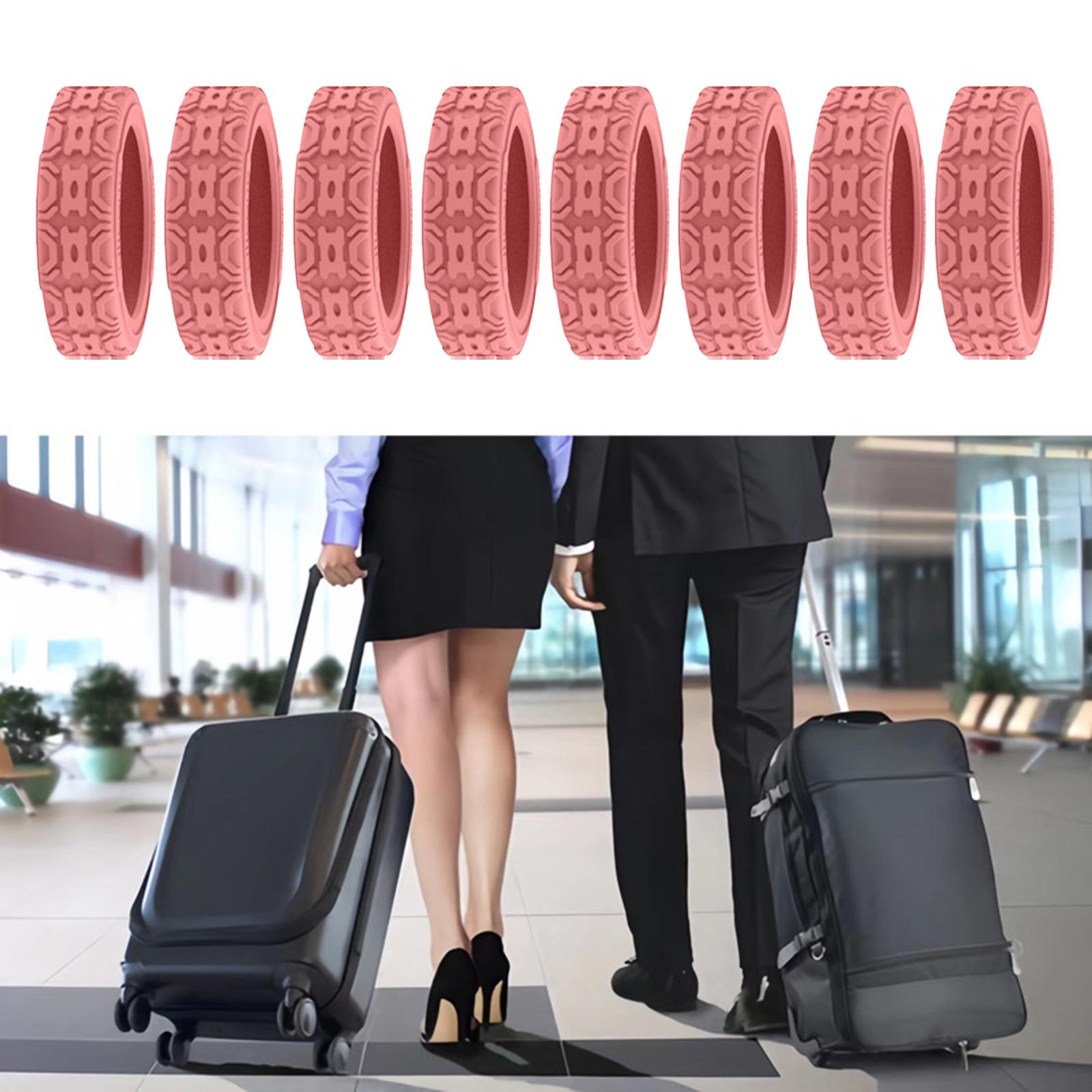 8x Silicone Luggage Wheel Covers Silicone Protective Cover for Most Suitcase Pink