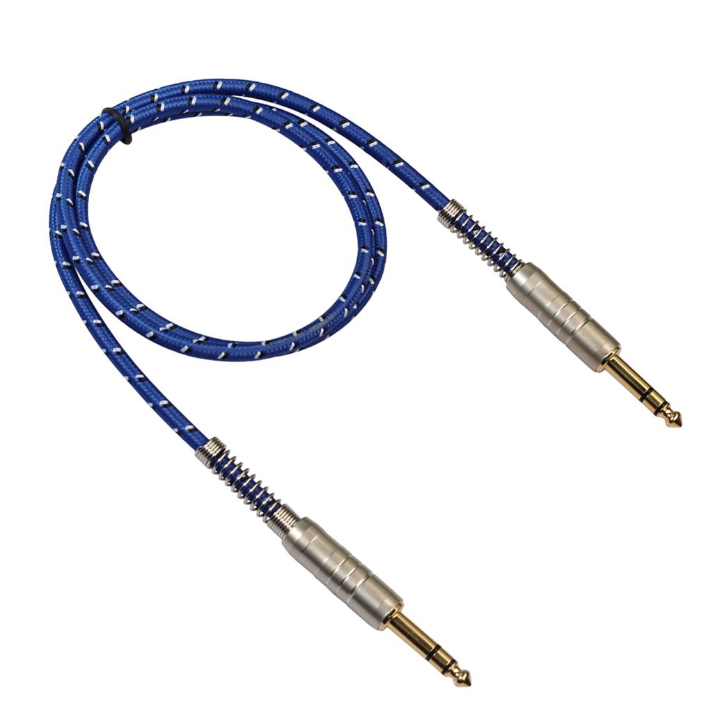 1Pc 6.35mm Male to Male Stereo Audio Aux Cable 100cm