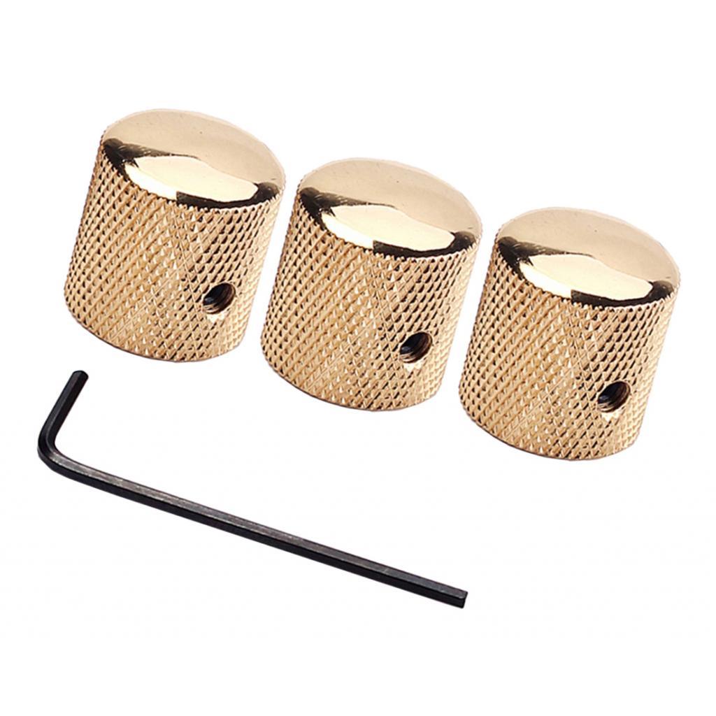 3pcs Professional Golden Metal Guitar Tone Volume Knob with Hole Guitar Part