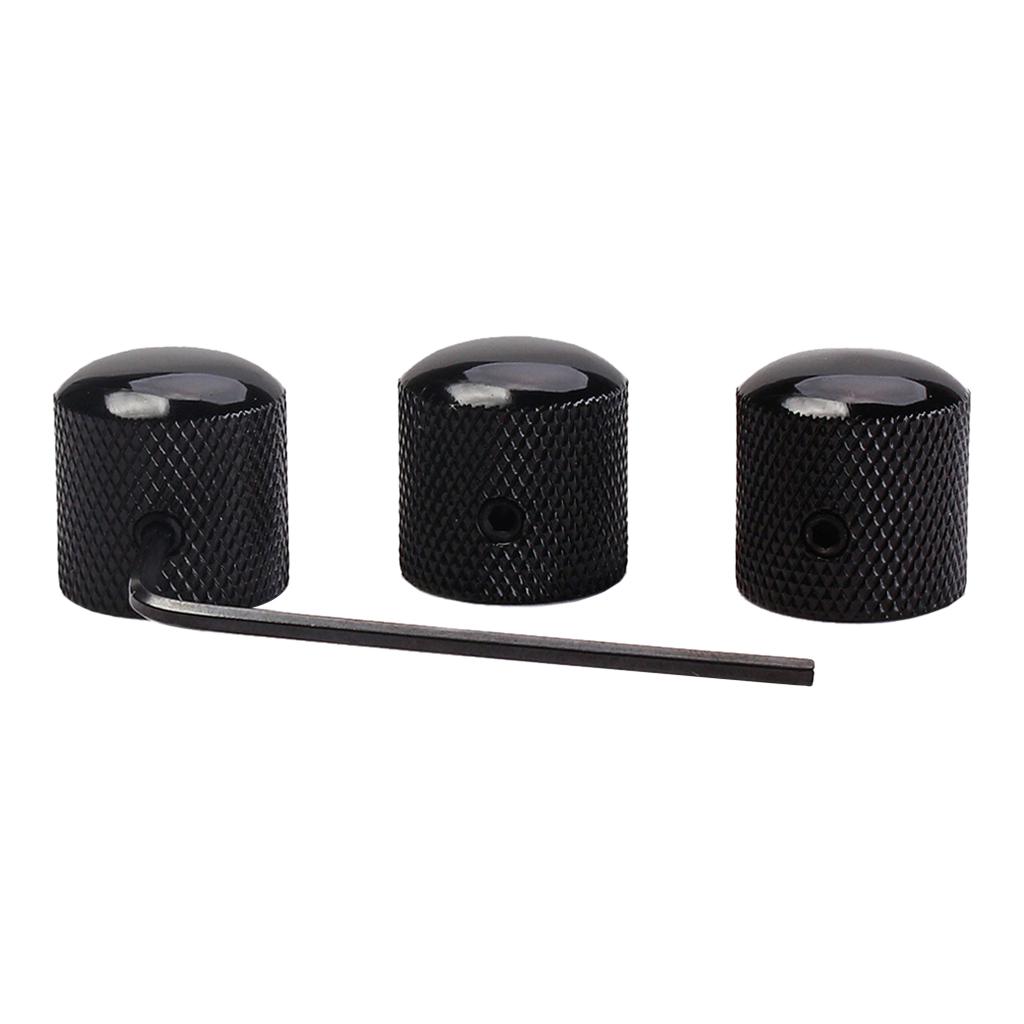 3Pcs Professional Metal Black Guitar Tone Volume Knob with Hole Guitar Parts