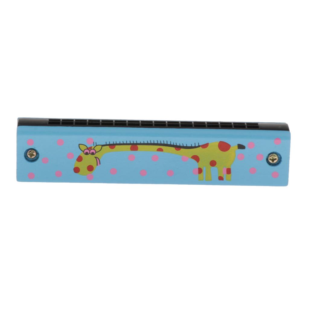 Children Wooden Cartoon Harmonicas Double-row 16-hole Music Toy Giraffe