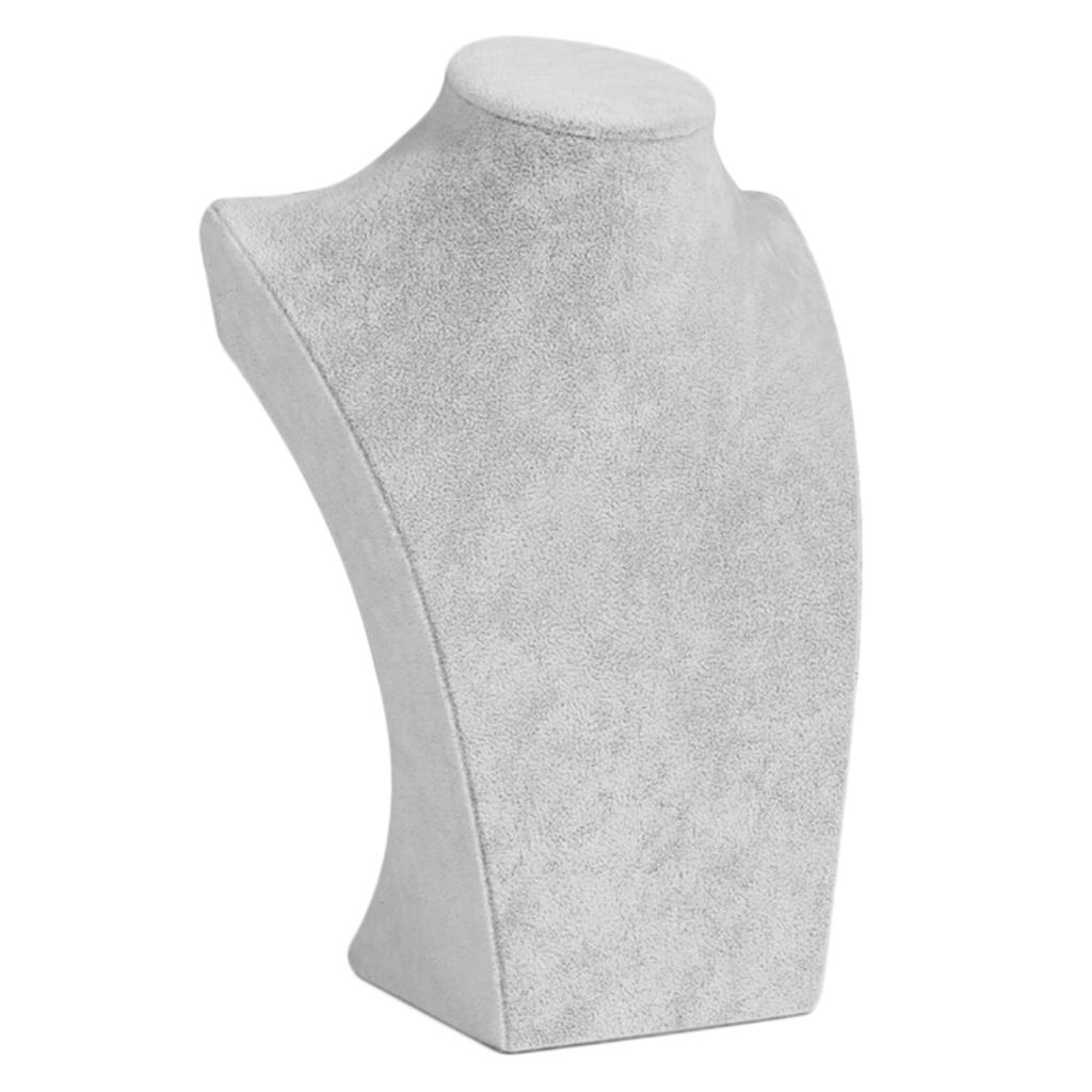3x Gray Velvet Necklace Pendant Display Bust Mannequin Stand Holders