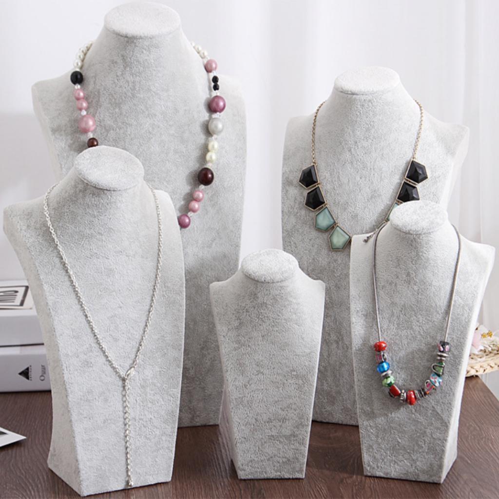 Velvet Mannequin Bust Jewelry Necklace Pendant Earrings Display Holder
