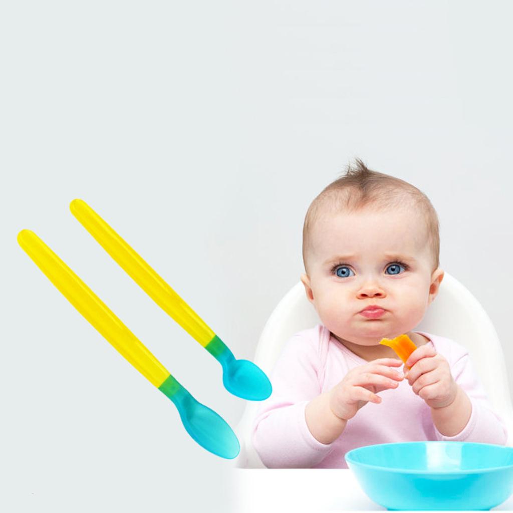 2x2xBaby Infant Temperature Heat Sensing Feeder Feeding Spoon Red