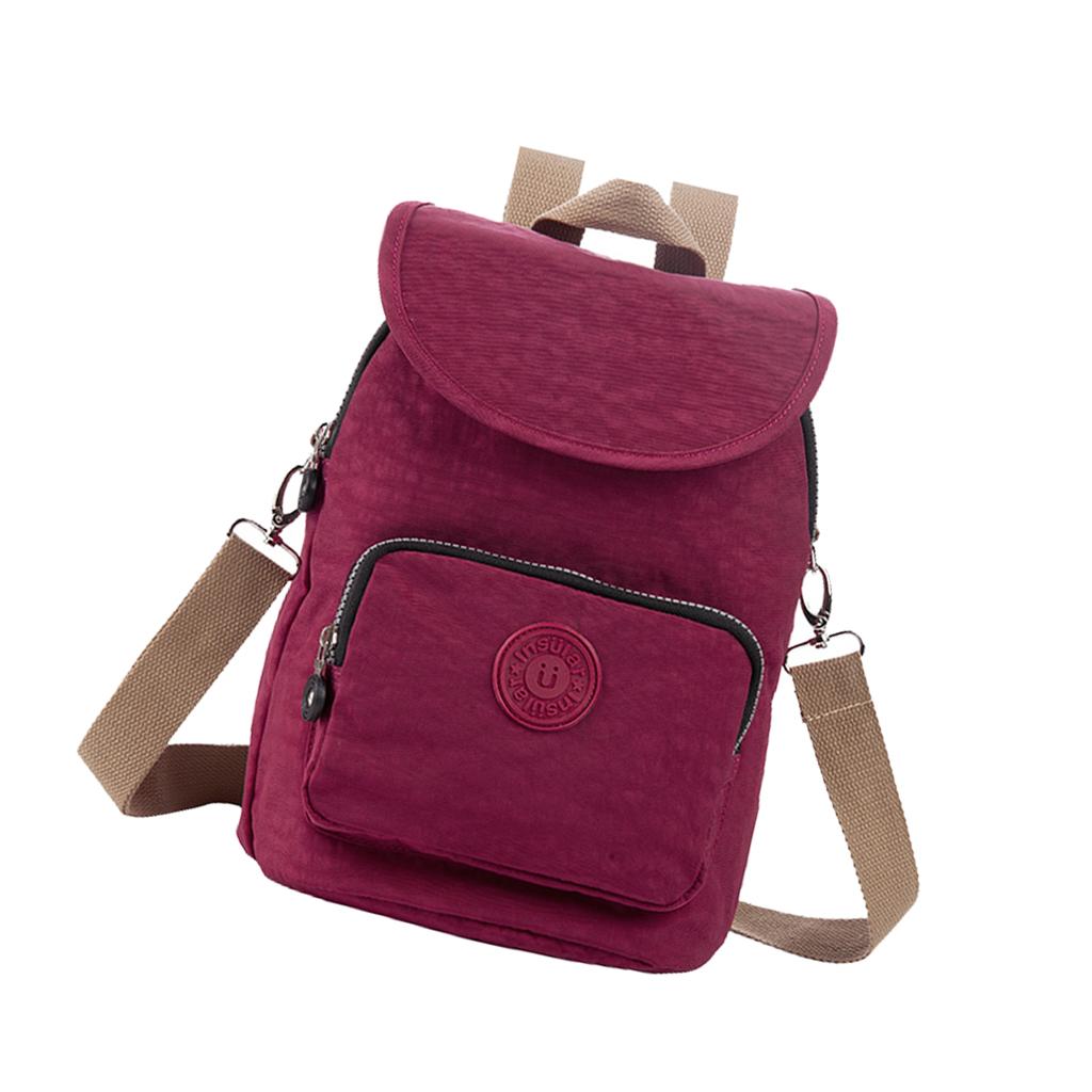 Double Shoulder Light Mummy Bag Multifunctional Baby Bag  Wine red