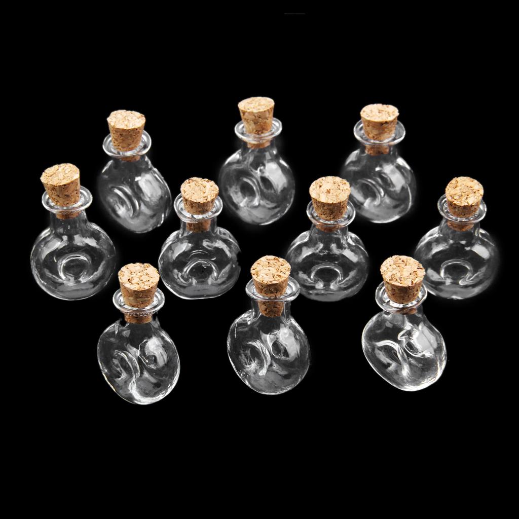 10pcs Mini Tiny Cork Stopper Transparent Glass Bottles Vials Jars Craft ...