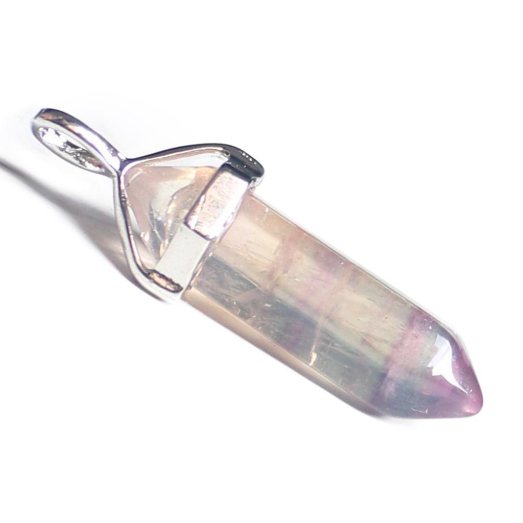 Violet Fluorite Hexagonal Pointed Reiki Healing Pendant Fit Chain Necklace