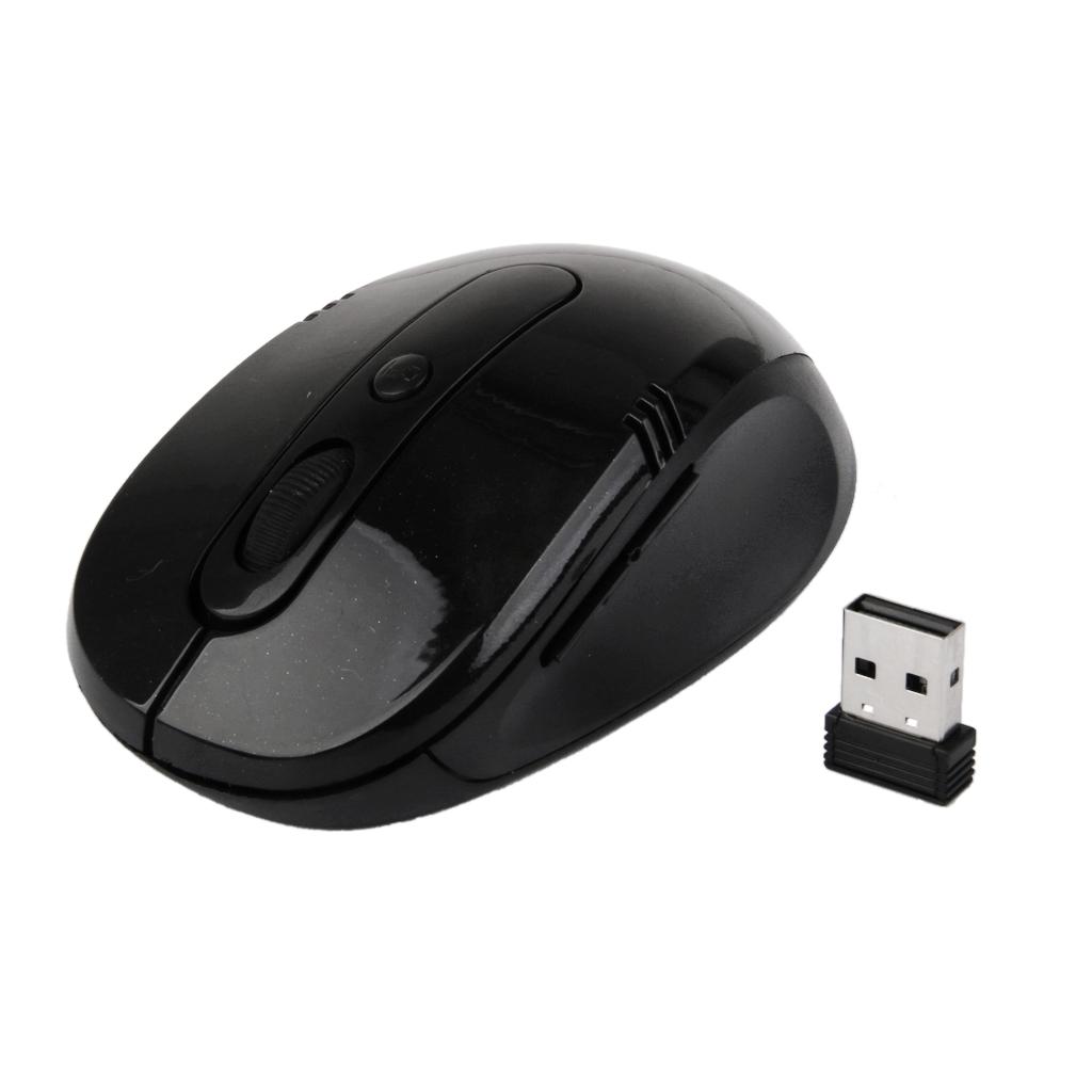 Laptop PC 2.4GHz Wireless Optical Mouse Mice USB Receiver -Black