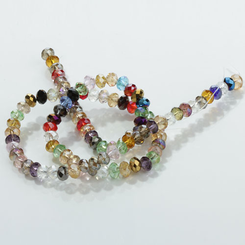 4 x 6mm Multicolor Glass Crystal Faceted Rondelle Beads 17 Inch