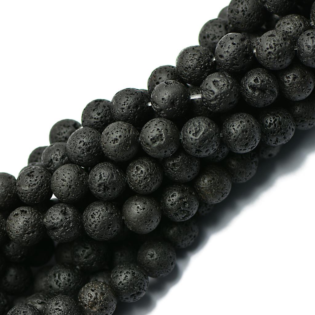 12 mm Nature Black Volcanic Lava Gemstone Loose Beads 15'' Round
