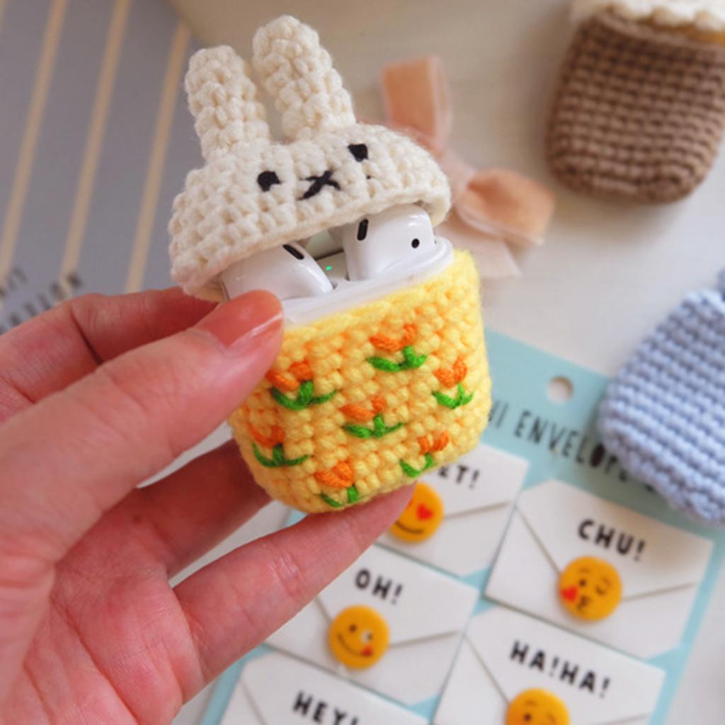 Knitting Wool Earphone Cover Built-in Silicone Case for AirPods Rabbit