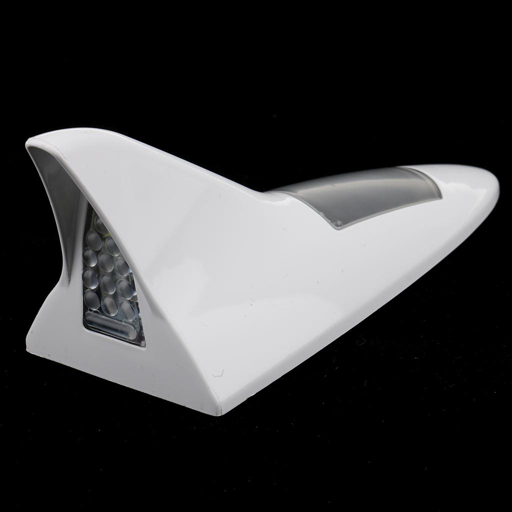 White Solar Power Car Truck Roof Top Fin Strobe Light Warning Lamp 