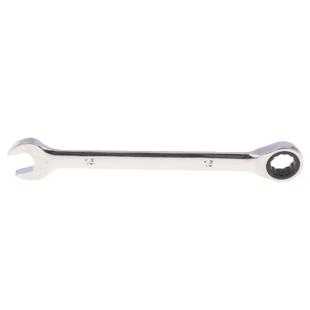 Chromium Vanadium Steel Double Offset Ring Spanner 72 Gear Ratchet Wrench Used for Mechanical Maintenance 14mm