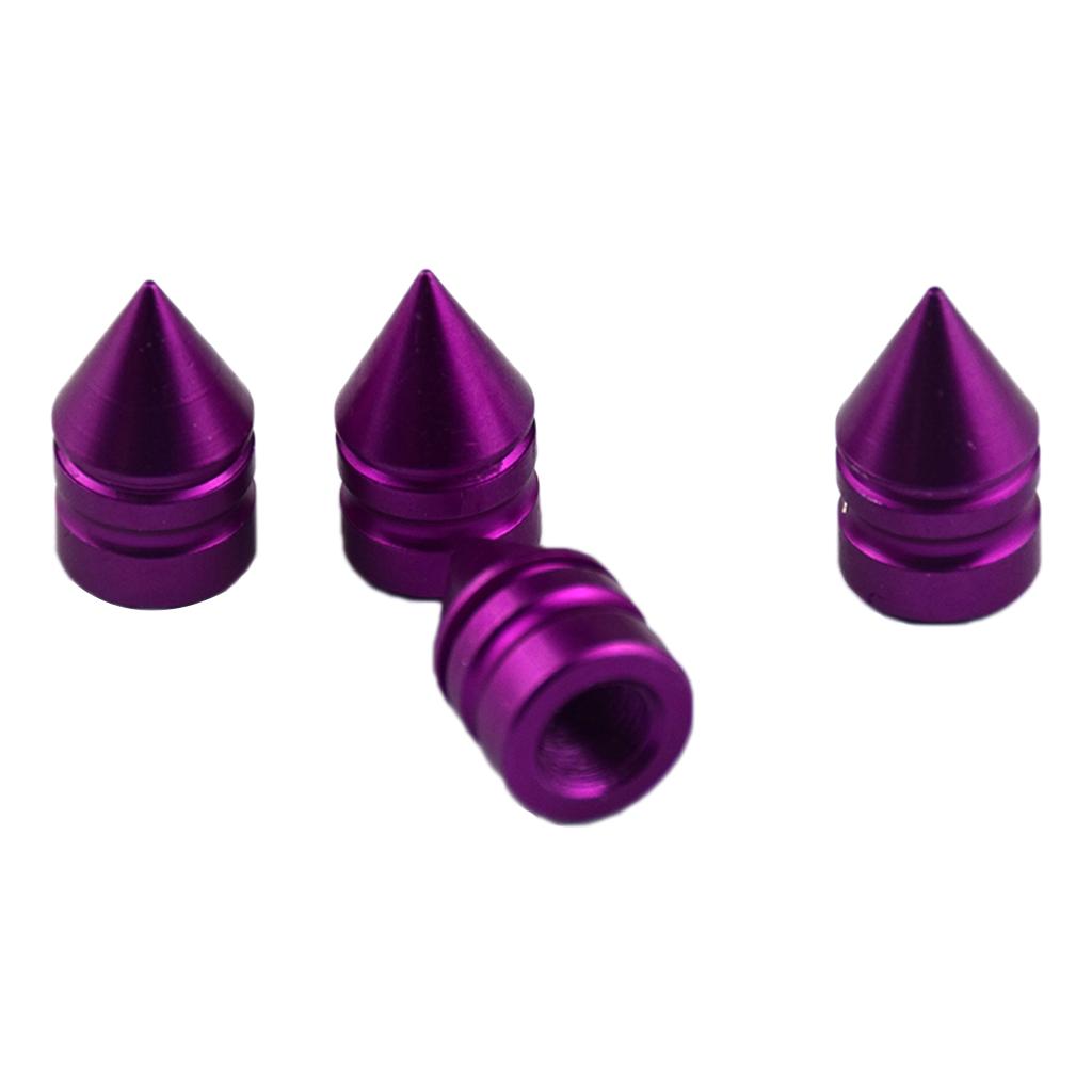 4 Pieces Aluminum Tire/Rim Valve/Wheel Spike Cover Stems Cap Purple