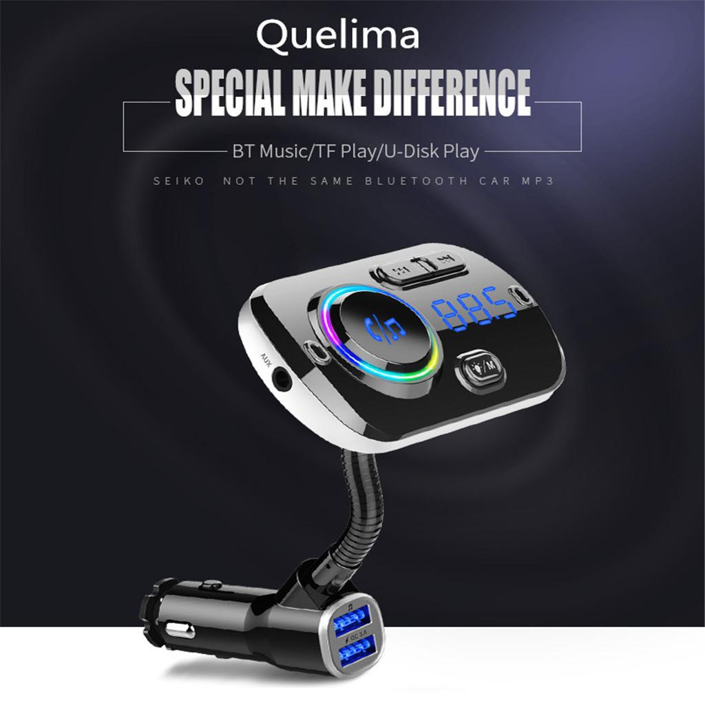 Quelima Bluetooth CarCharger QC3.0 Wireless Bluetooth FM Radio Adapter Music