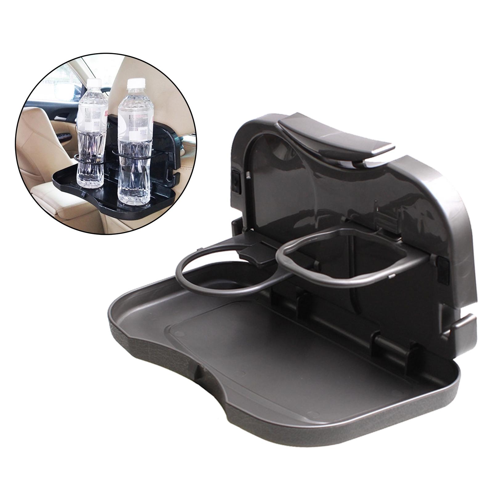 Portable Folding Vehicle Car Tray Cup Bottle Holder Dining Organizer Grey