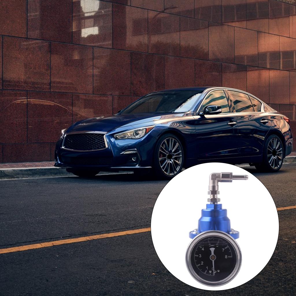 Automotive Adjustable Fuel Pressure Regulator Oil Gauge Kit Blue