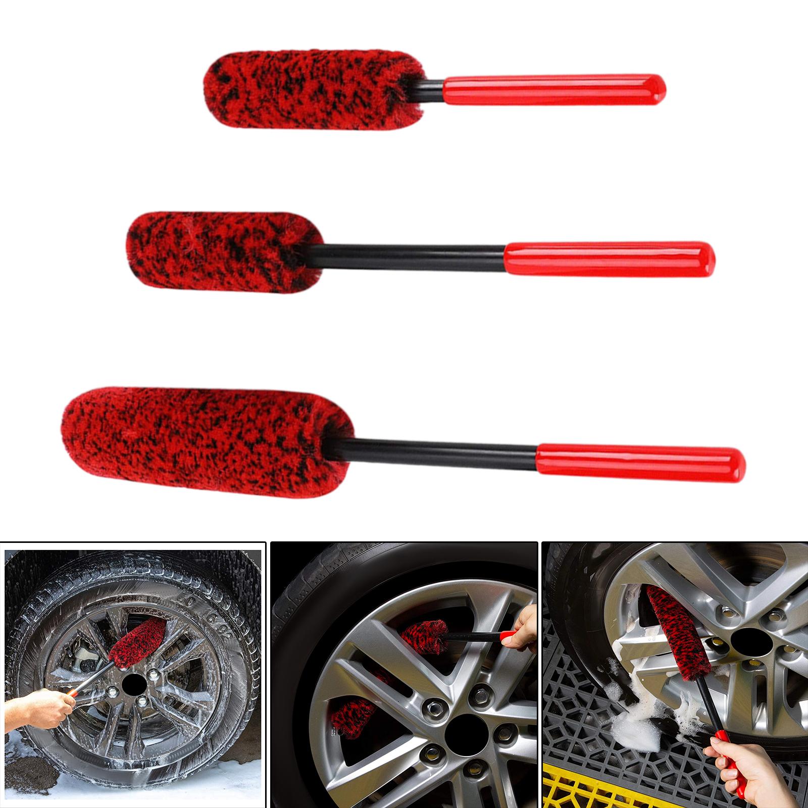 3 Pieces Microfiber Car Wheel Brush Handy Tool for Motorcycles Spokes
