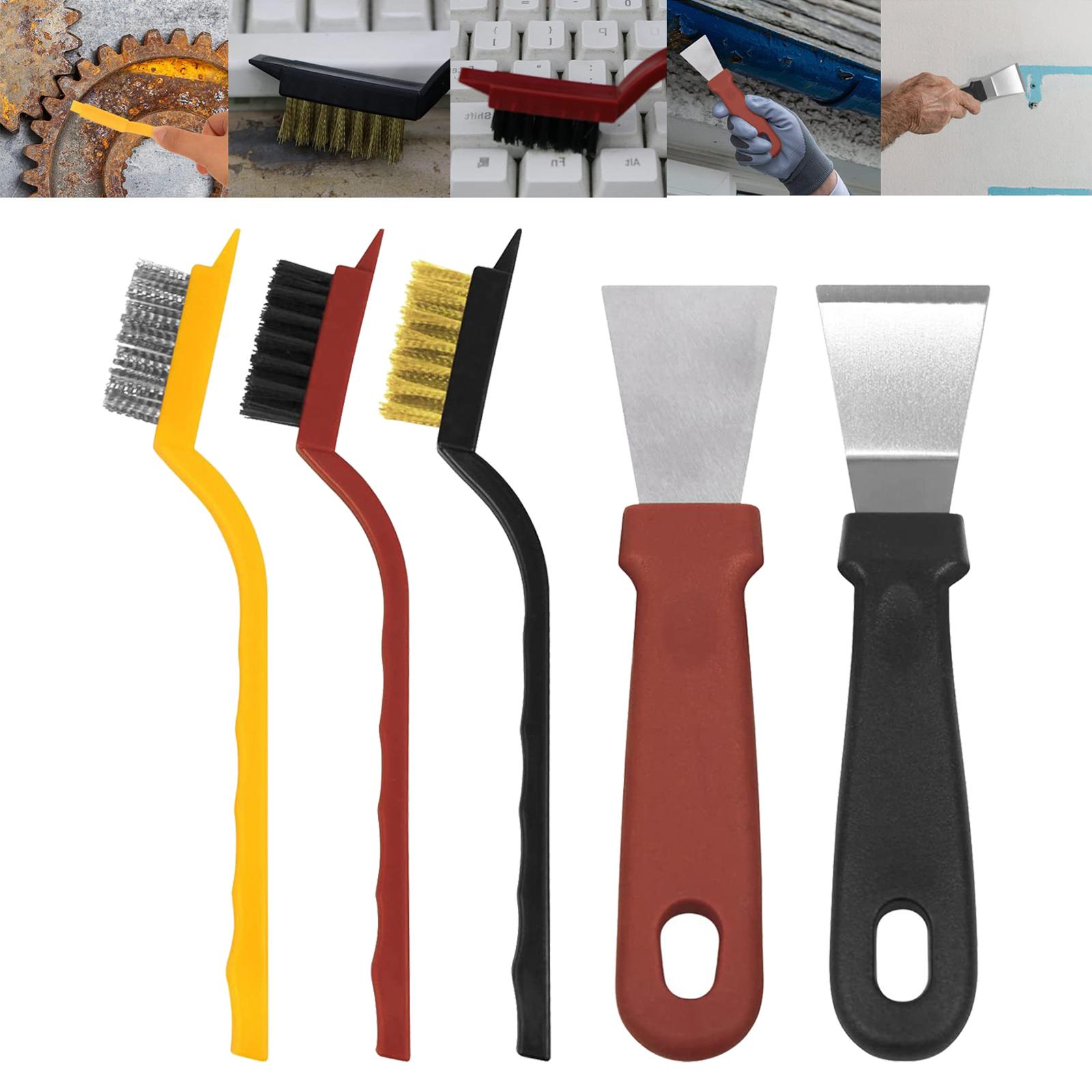 5Pcs Wire Brush Set Scraper Tool Dirt and Paint Remover Stove Cleaning Brush