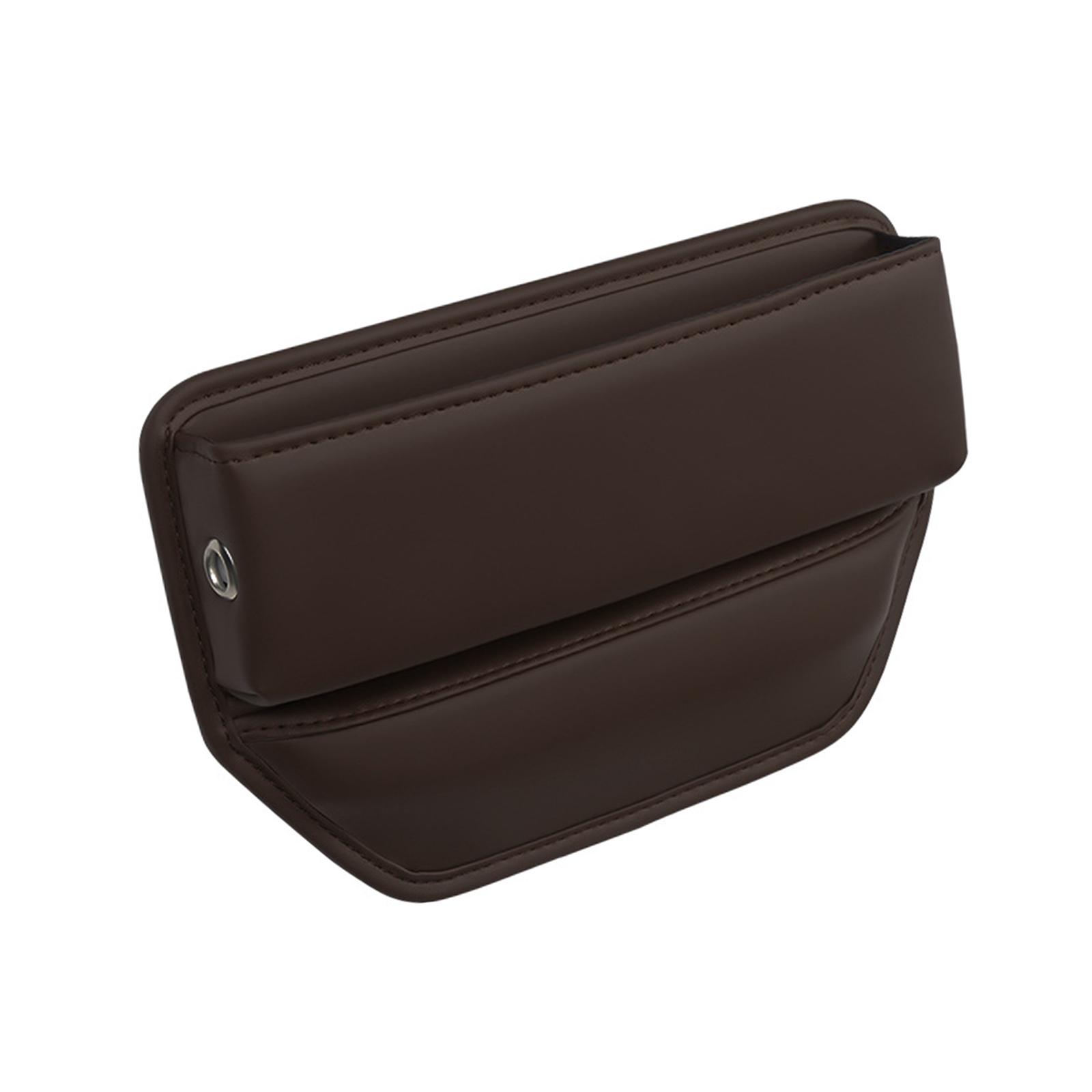 Car Seat Gap Organizer Storage Box PU Leather Anti Scratch Durable Universal Brown