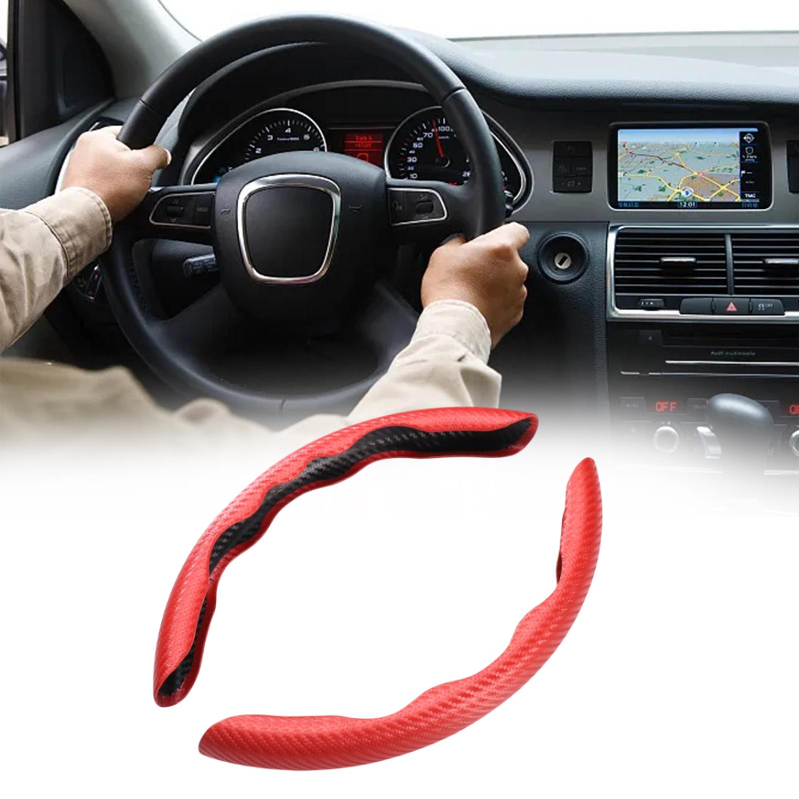 Carbon Fiber Steering Wheel Cover Universal Fit 38cm Stable Red