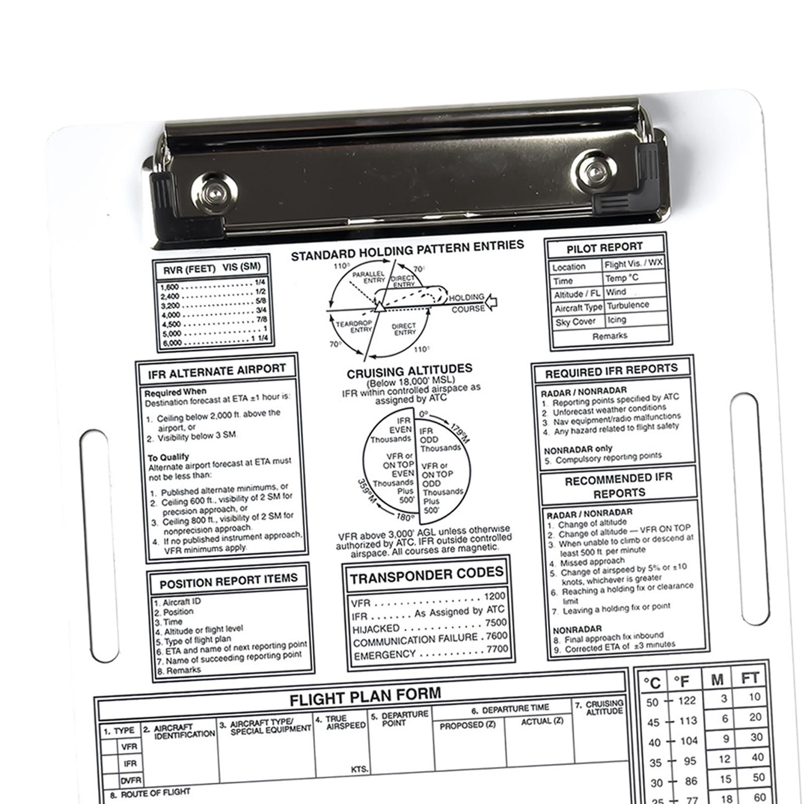 Pilot Kneeboard Flying Pad Clipboard Thick for Airplane Training Fly IFR