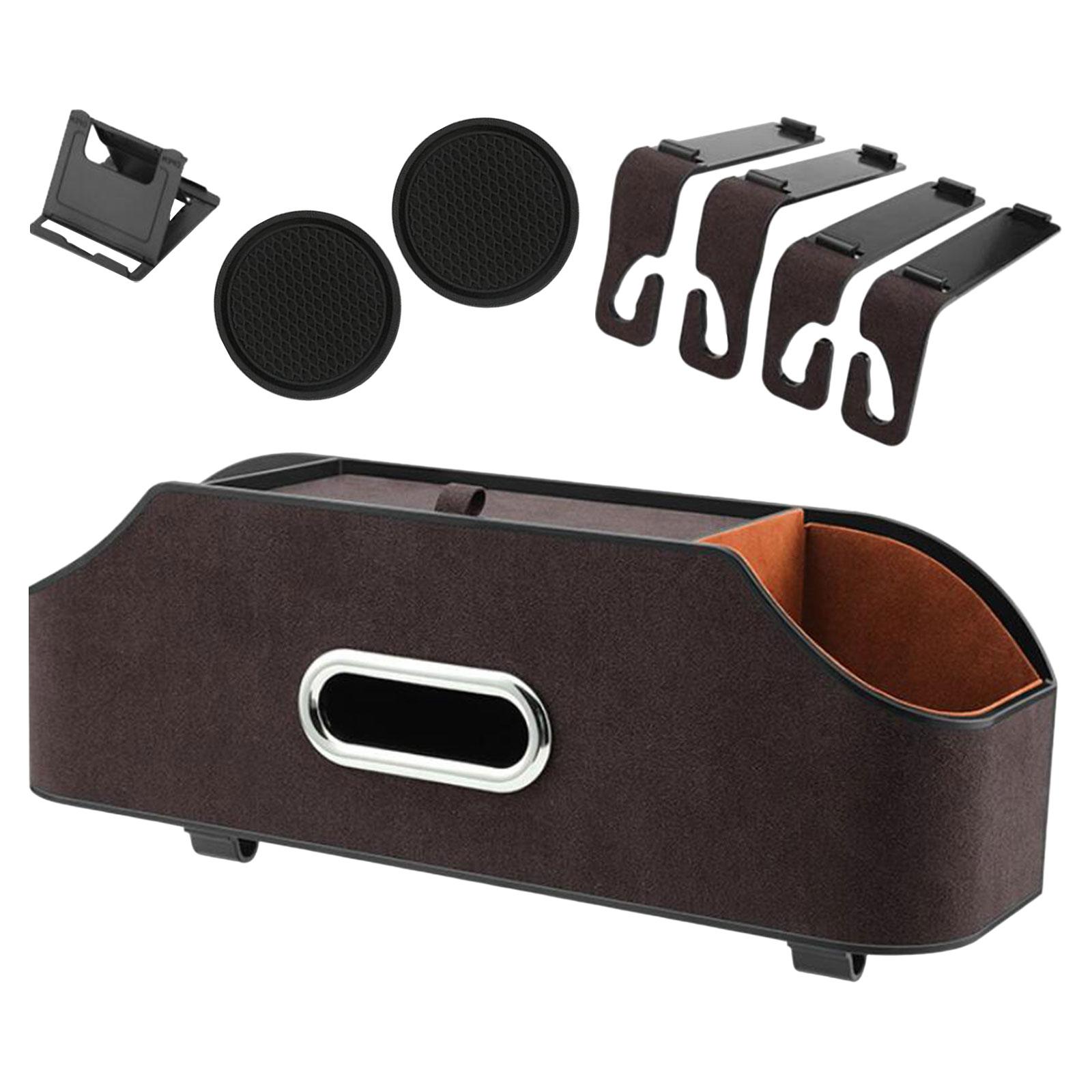 Car Headrest Seat Hanging Case Organizer Cup Tissues Storage Multifunctional Brown