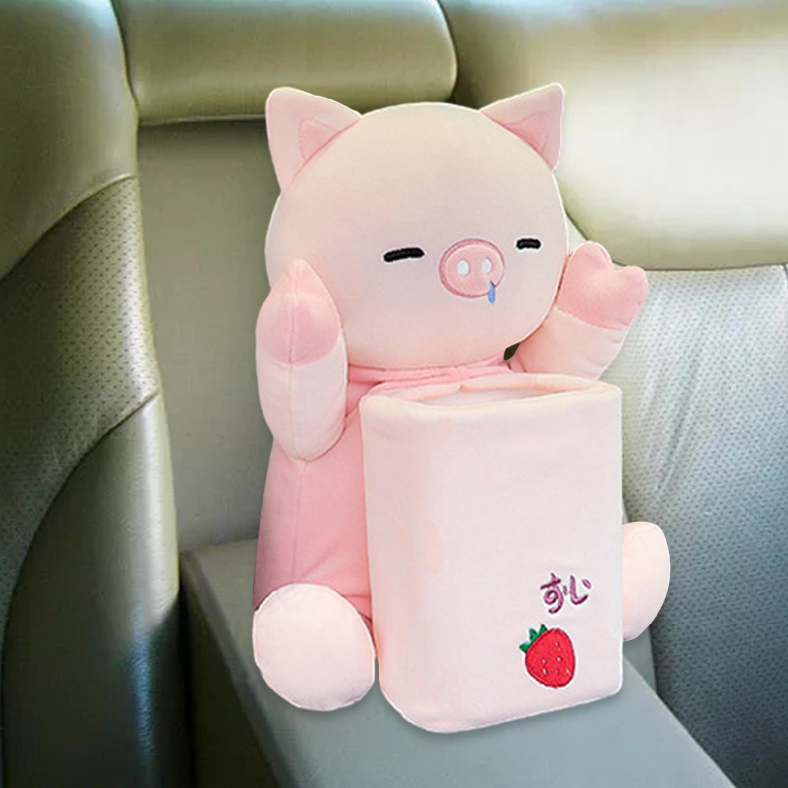 Tissue Box Cartoon Cute Napkin Box for Decoration Armrest Box Sun Visor Pig