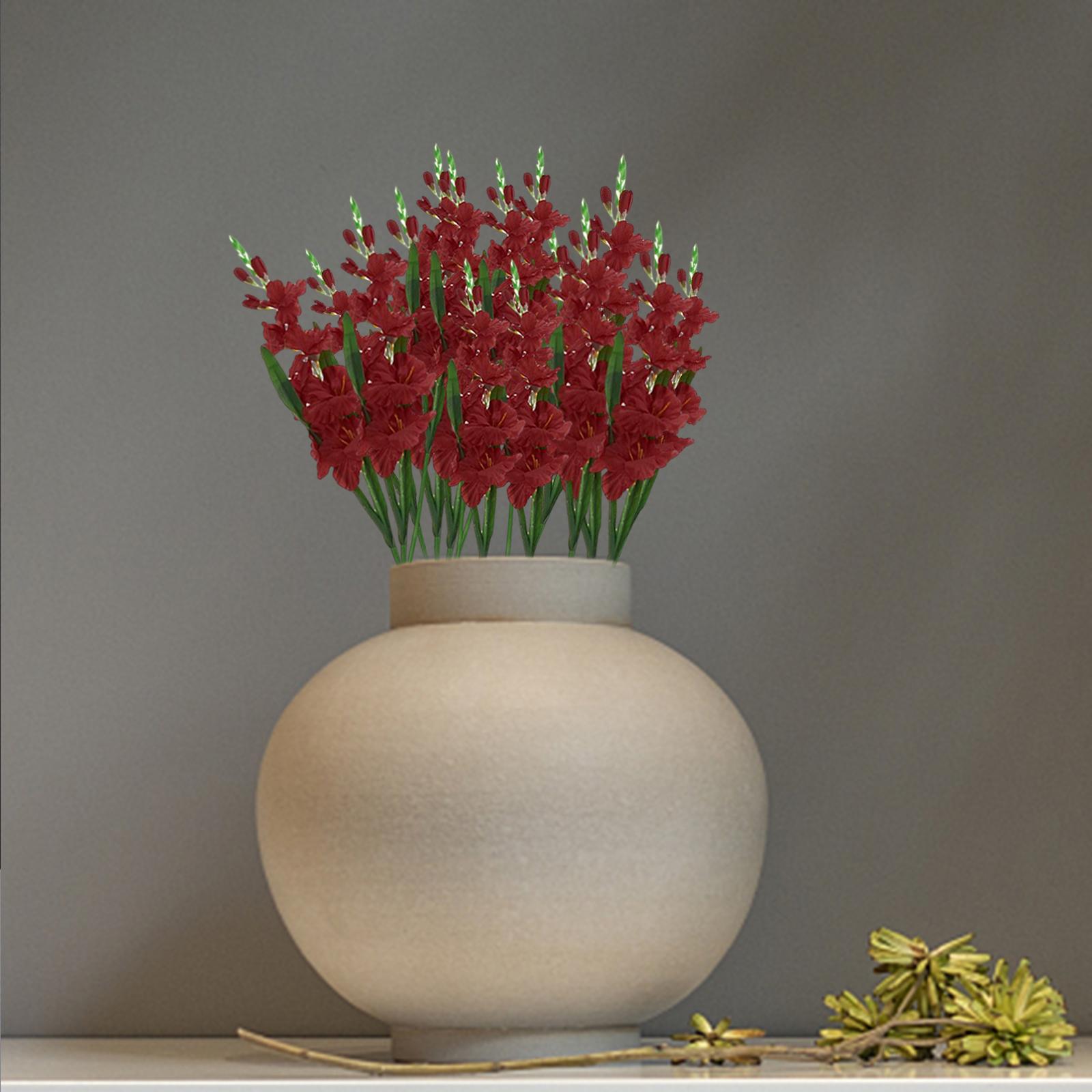 Artificial Gladioli Spray Stem Fake Silk Tropical Flowers Plastic