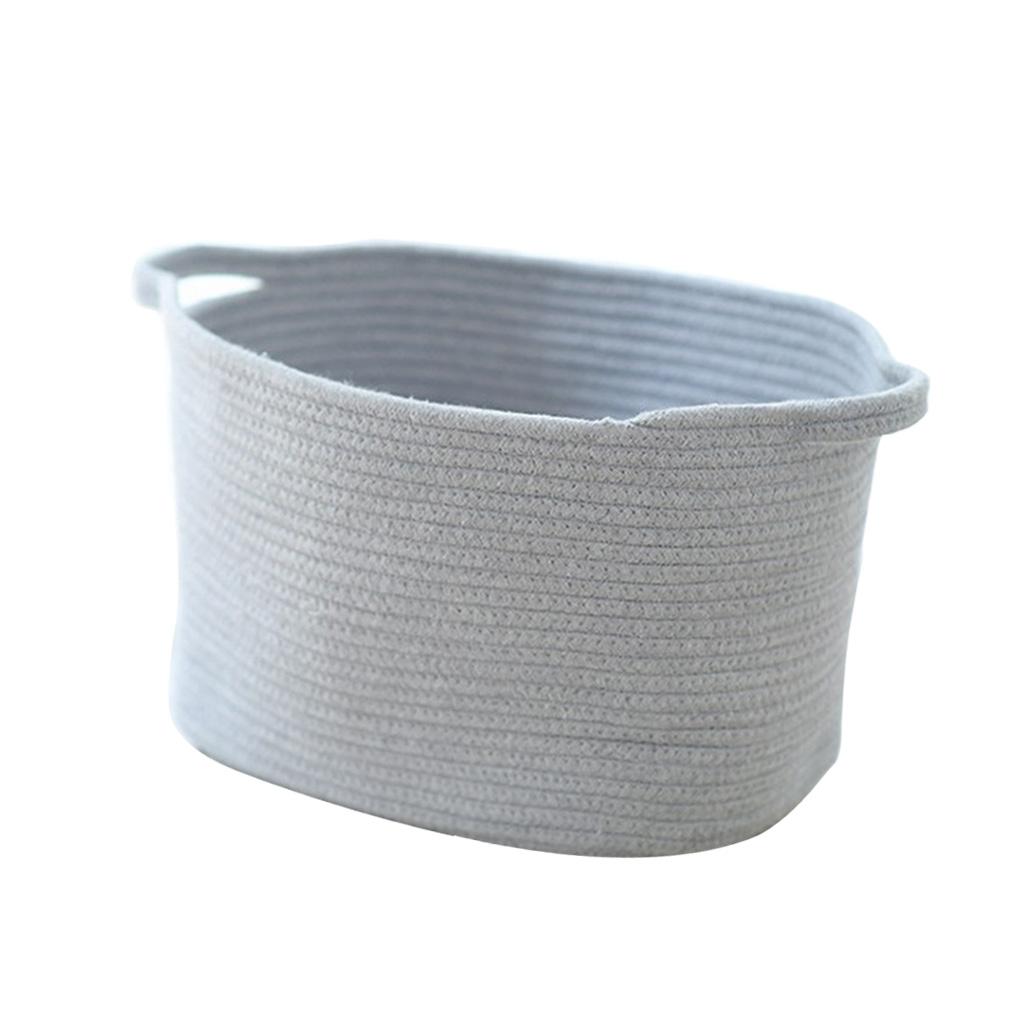 Storage Basket Cotton Rope Storage Sundries Organizer With Handles Gray