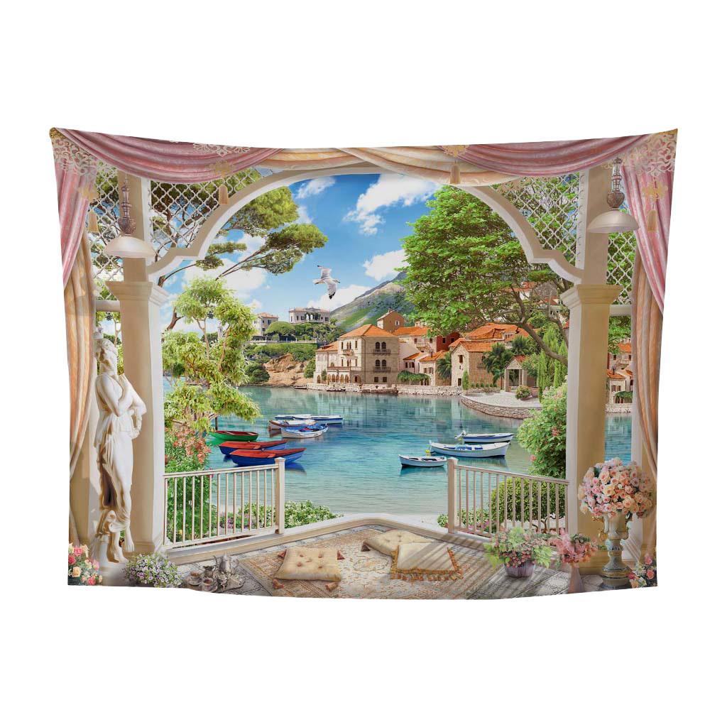 3D Effect Waterproof Wall Hanging Tapestry for Bedroom Boats