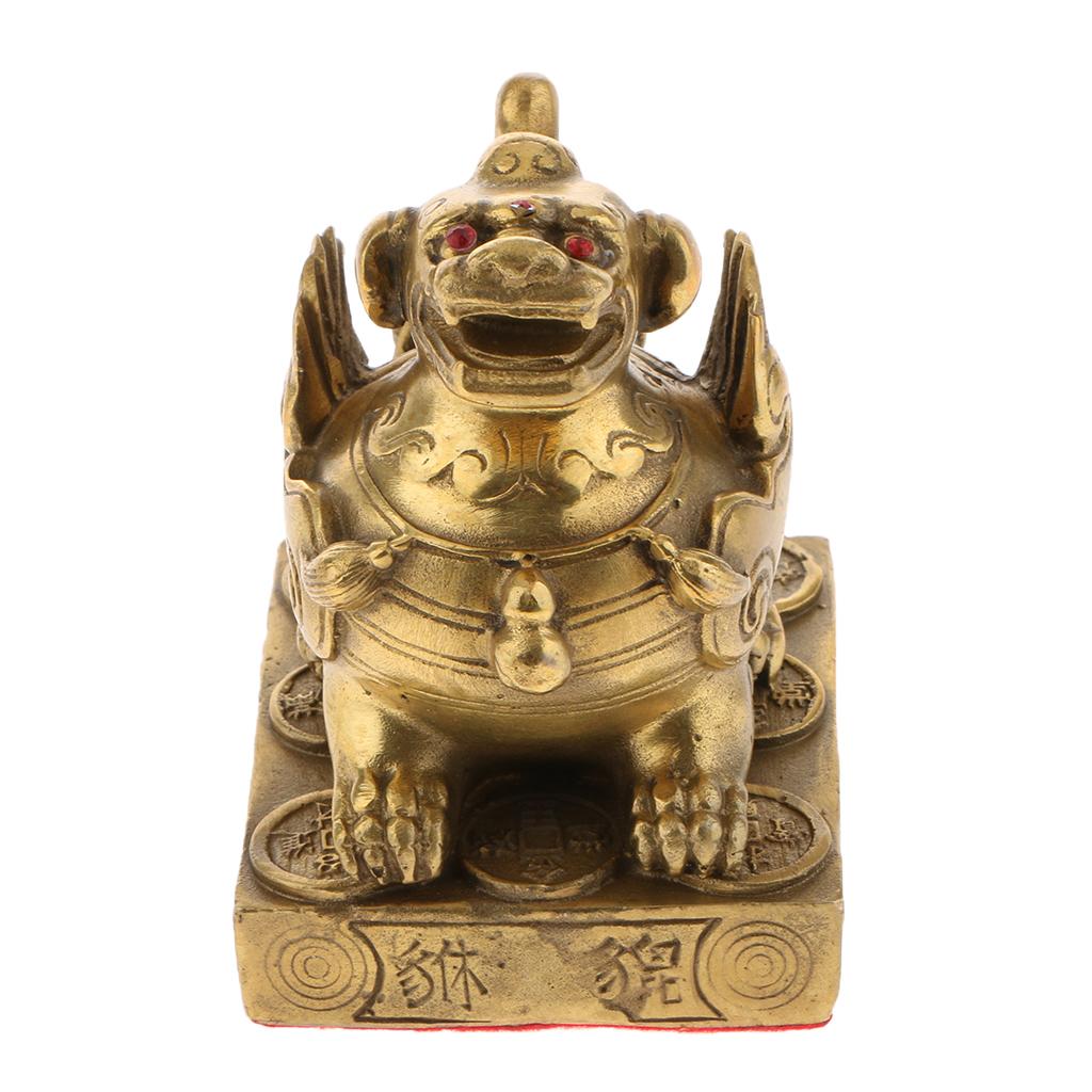 Fengshui Pi Xiu Brave troops Lucky Fortune Chinese Antique Wealth Figurine C