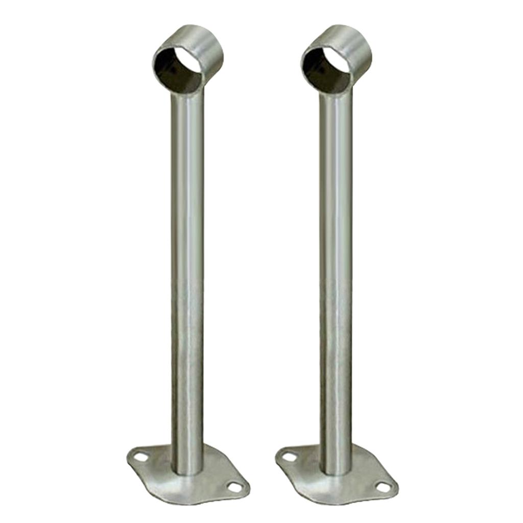 2pcs Stainless Steel Wardrobe Pipe Lever Rod Holder Socket Bracket 300mm