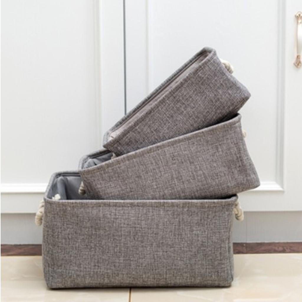 Collapsible Fabric Storage Basket Organizer Bin with Carry Handles Grey M