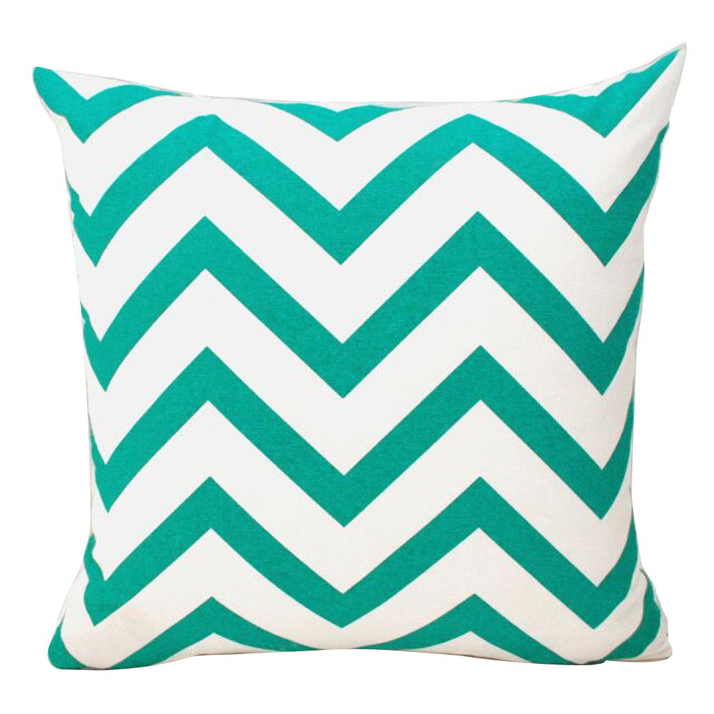 Canvas Stripe Printed Throw Pillow Cover Cushion Cover Pillowcase 50cm Blue 