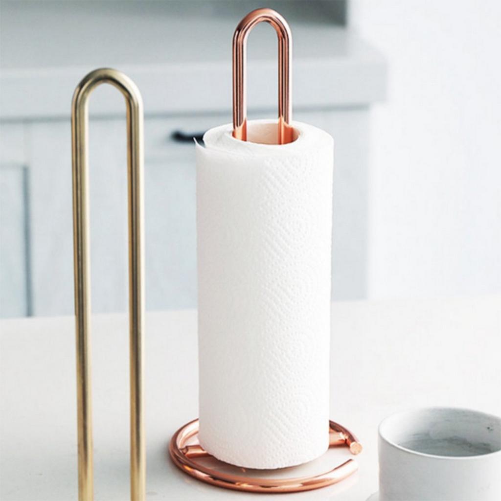 Nordic Style Toilet Paper Holder Free Standing Tissue Roll Paper Stand Rose Gold