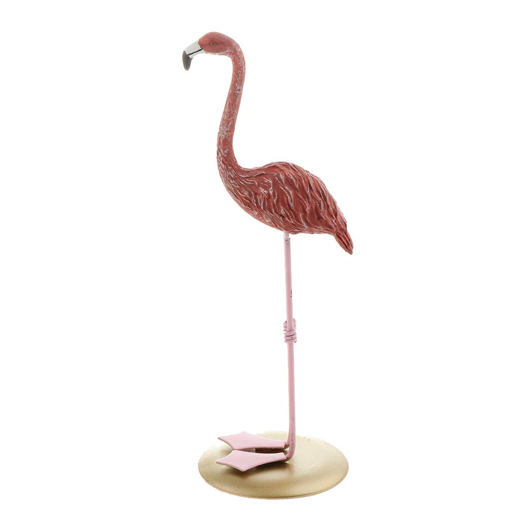 Resin Flamingo Figurine Garden Miniature Sculpture Stand Tabletop Ornament A