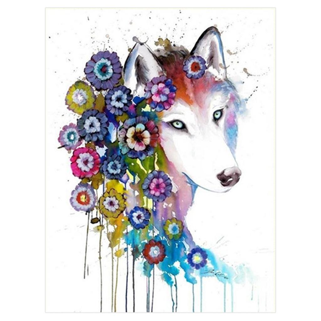 DIY 5D Diamond Painting Embroidery Cross Stitch Kits 30x40cm Flower Wolf