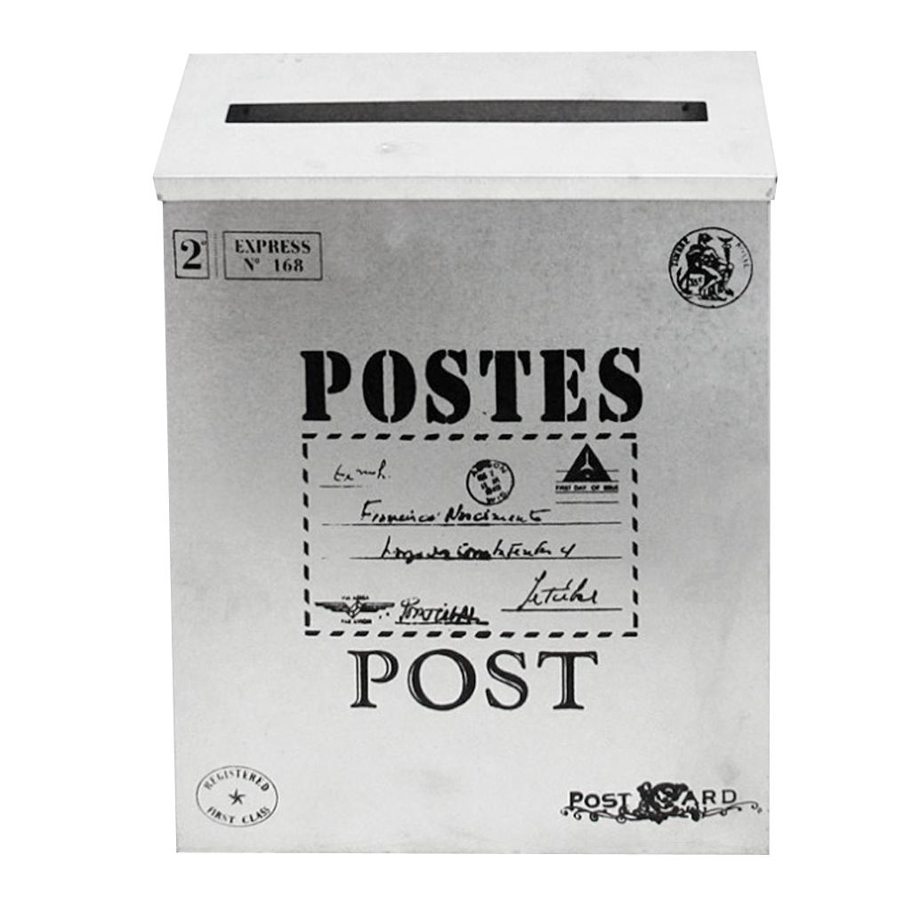 Vintage Galvanized Mailbox Letterbox Postbox Newspaper Holder Box White-1
