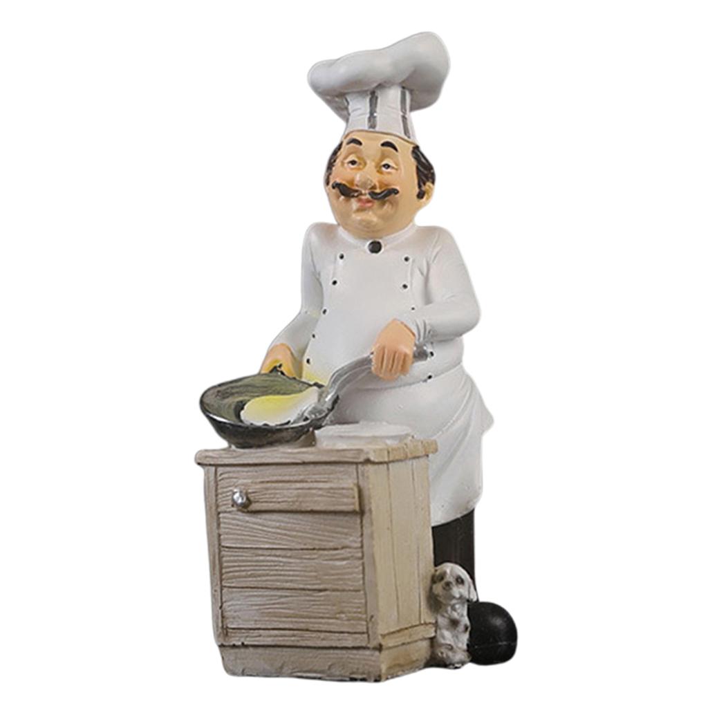 French Chef Figurine Kitchen Ornaments Resin Cook Statue Cooking