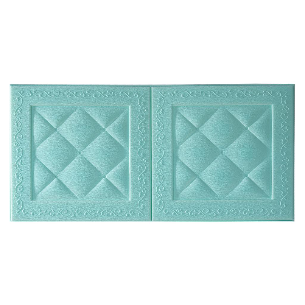 3D Brick Wall Stickers Self-Adhesive Wall Paper Tile Stickers  Light Blue