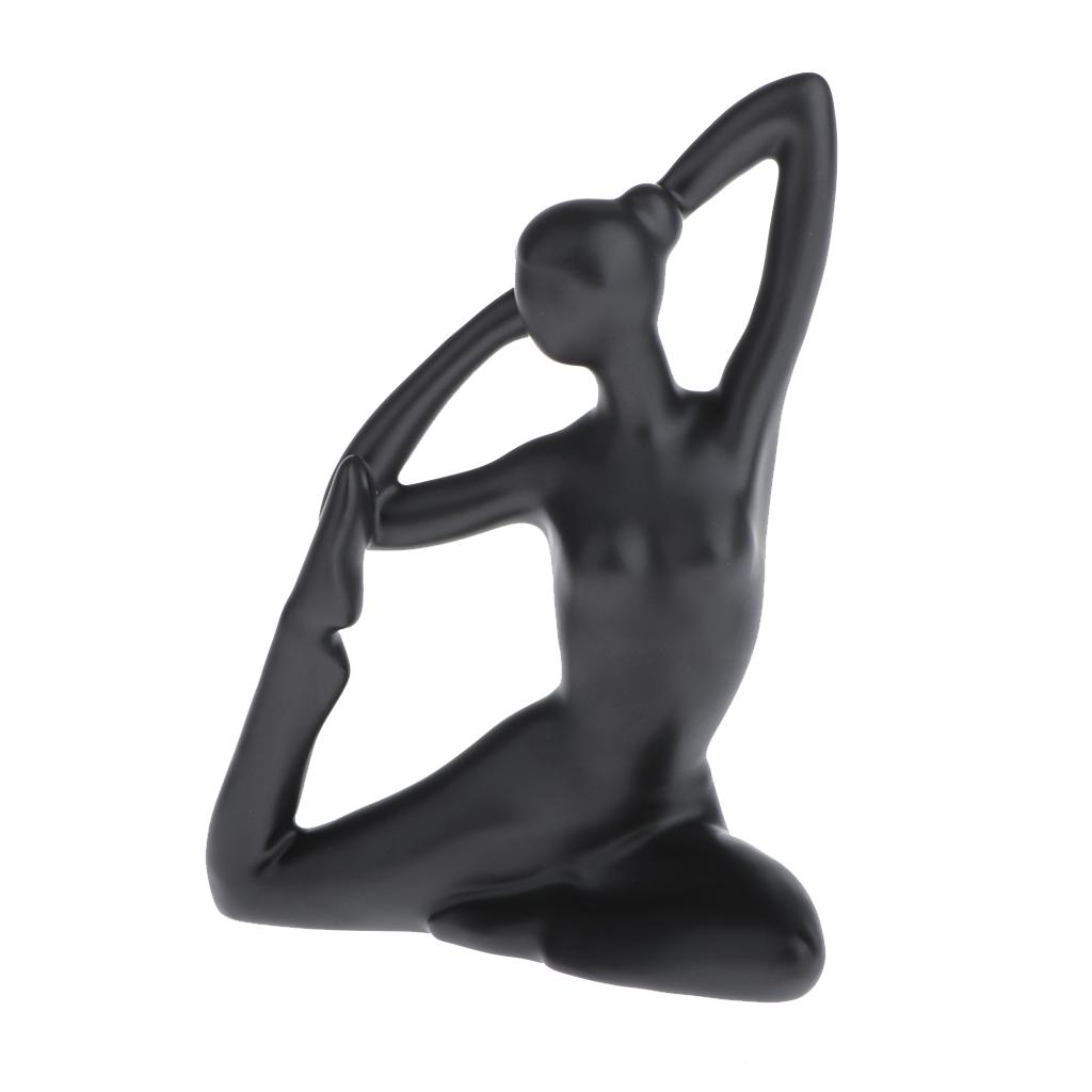 2x Home Yoga Girl Ornament Ceramic Crafts Ornament Creative Home Furnishing