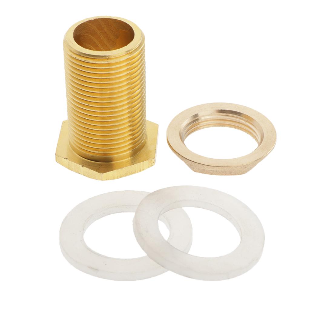 Brass Water Tank Connector Bulkhead Fitting with Rubber Ring DN15 45mm